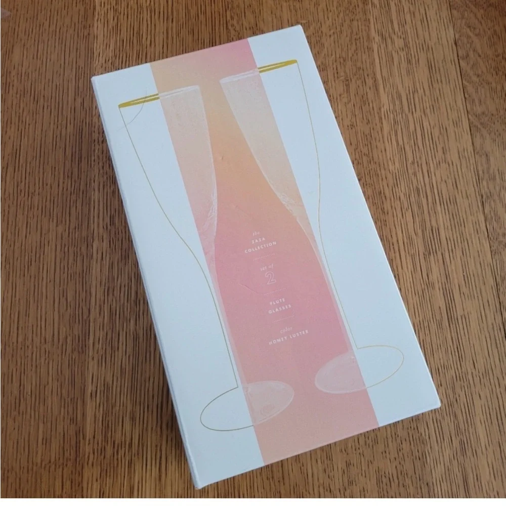 Anthropologie NIB/NWT Zaza Honey Luster Champagne Flutes, Set of 2